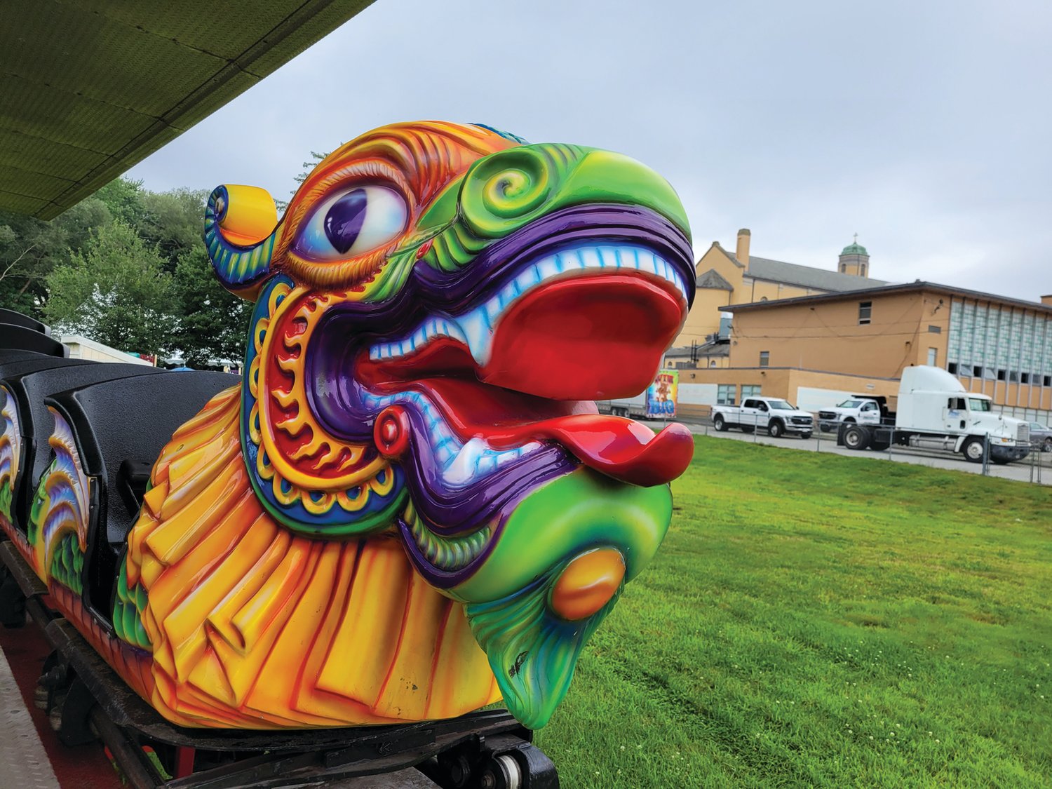 THE DRAGON AWAITS: Saint Rocco’s Feast was expected to kick off Thursday night and continue through this weekend. Earlier this week, the Orient Express Chinese Dragon mini-coaster sat patiently awaiting its first eager riders.